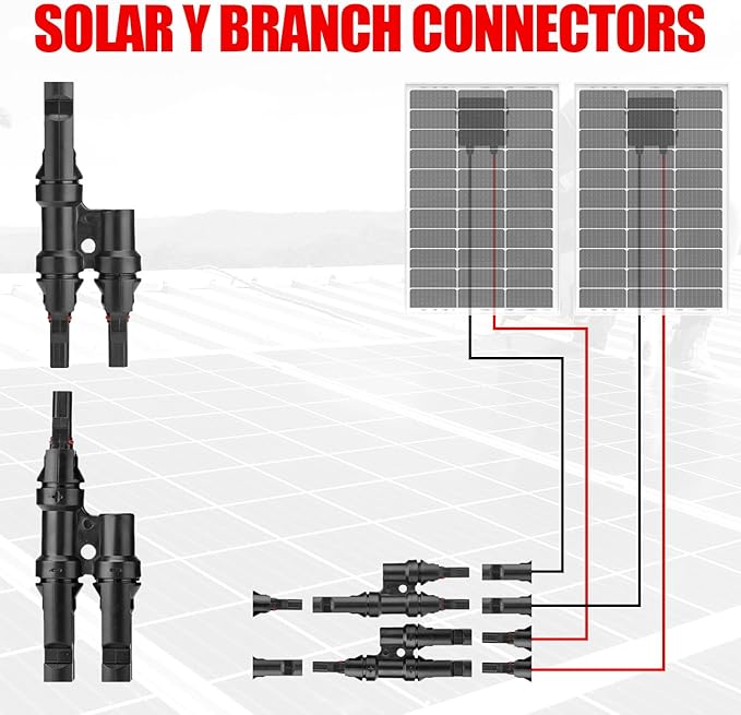 OYMSAE Solar Crimper Tool Kit with Y Connector - 24 PCS Solar Tools for PV MC4 Connectors: 10-14AWG Ratcheting Crimper 10 Pairs Connectors 2 Wrenches