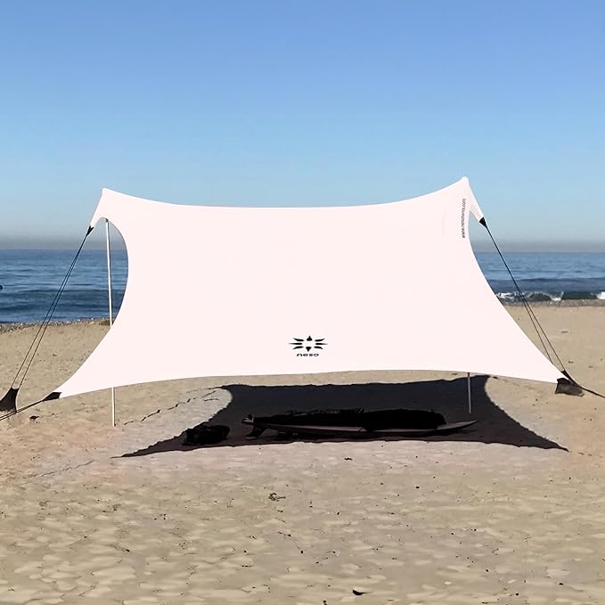 Neso Gigante Portable Beach Tent Sun Shelter - Lightweight Beach Shade Canopy - Easy Setup for Family Outings - Patented Reinforced Corners - UPF 50+ Sun Protection - 8ft Tall 11 x 11ft - White