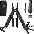 MOSSY OAK CNC-Machined Multitool Pliers 27-in-1 Multi Tool with Pocket Knife Fire Starter &amp Whistle Bottle Opener Screwdriver – Self-Locking Survival Tool for Camping &amp Hiking Black
