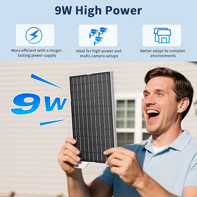 2 Pack 9W Solar Panels- IP65 Waterproof High Efficiency Charger with 10FT USB-C Cable and Micro USB Adapter Works in -4°F~176°F for Outdoor Cameras Smartphones and All DC 5V Devices