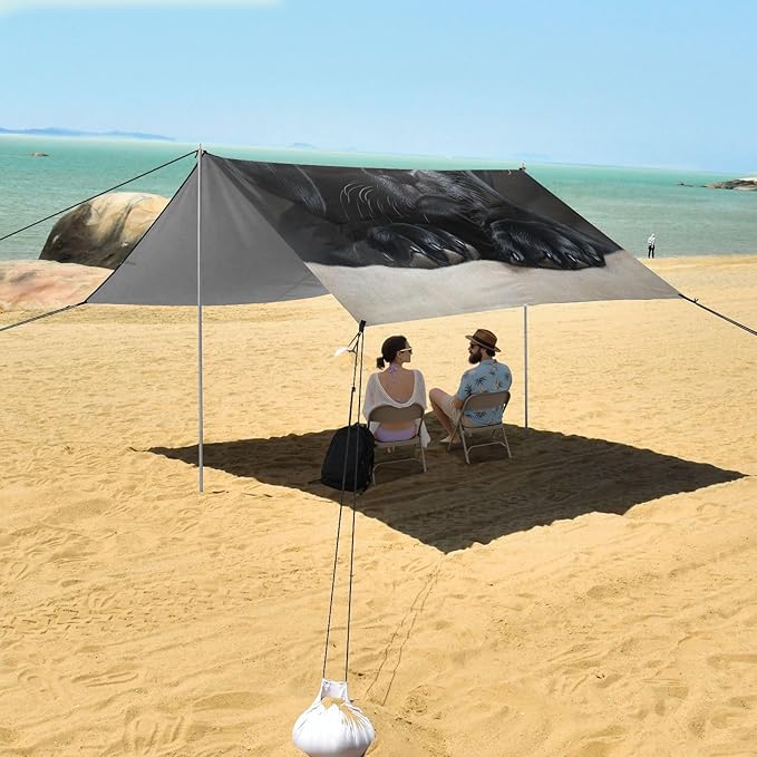 ALAZA Cute Labrador Puppy Enjoy Music Beach Tent Sun Shelter Portable Canopy Sunshade for Outdoor Camping Picnics Backyard Fun 10x9 ft