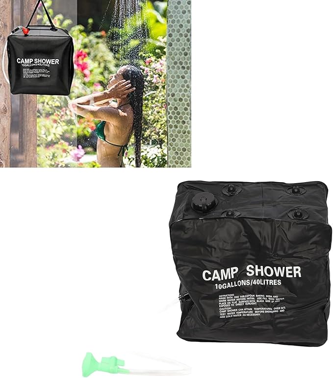 Solar Camp Shower Bag 40L | Portable Outdoor Shower with Sprayer &amp 10ft Hose | PVC Water Bag for Camping/Beach/Hiking | Sunlight Blocking &amp Fast Heating