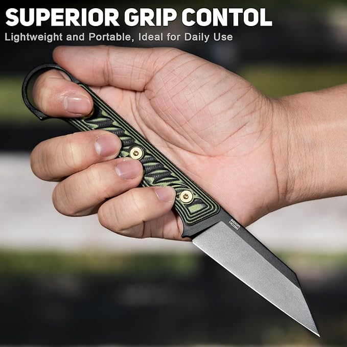 NedFoss RAVEN EDC Fixed Blade Knife with Sheath 3.4 14C28N Steel Hunting Knife with G10 Handle Camping Fixed Blade Small EDC Knives for Hiking Survival