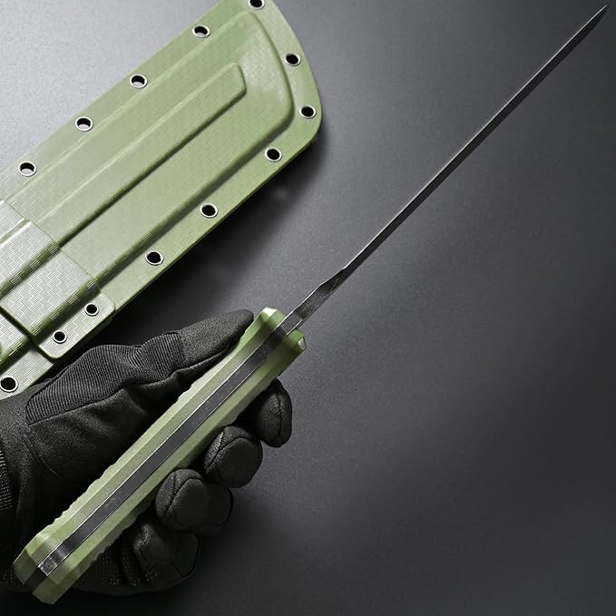 Gtkii GTK32 Fixed Blade Knife DC53 Steel Blade Full Tang Nylon Fiberglass Handle Heavy Duty Knifes for Field Hunting Camping Adventure(Green)