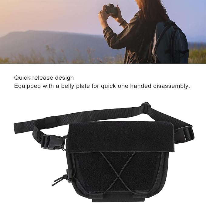 Hiking Fanny Pack Drop Pouch Oxford Cloth Sub Abdominal Carrying Kit Bag Utility Tool Pouch Fanny Pack for Chest Rig Vest (Black)