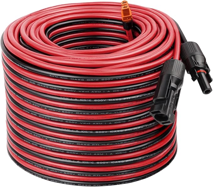 MOOKEERF Solar to XT60i Cable 10AWG - 150FT Solar Panel to XT60i Adapter Connector XT60i-F Extension Cable for Portable Power Station Solar Generator