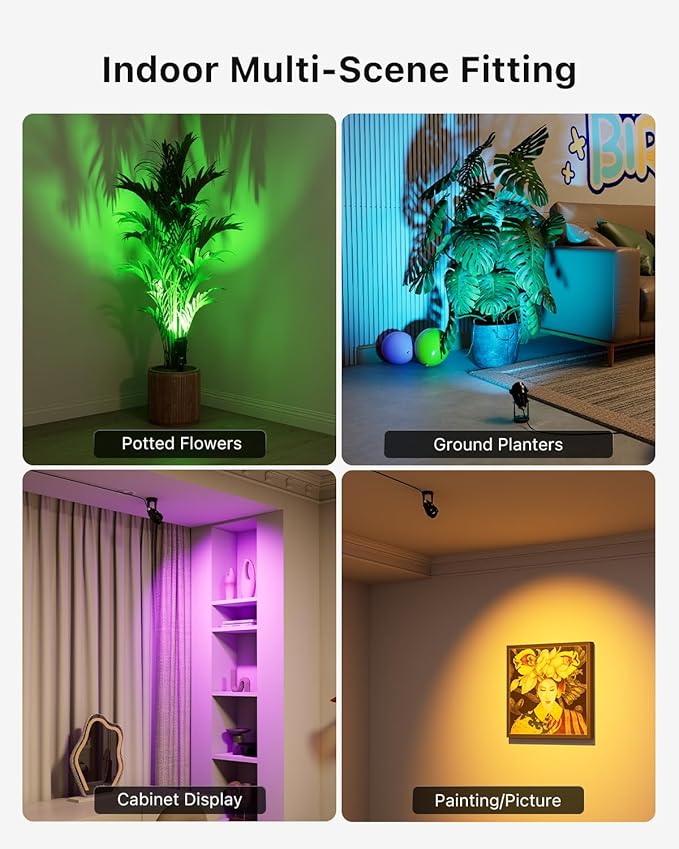 6 Pack Color Change Spotlights for Decor Lighting 120V Remote Waterproof Plug-in Multicolor Landscape Spot Light Uplight for Yard Decoration Tree Bush Status Indoor Plant Picture &amp Painting