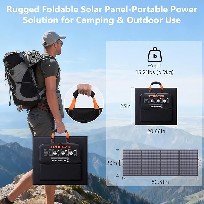 220W Portable Solar Panel 20V 25% High Efficiency N-Type Solar Cell with 4 Adjustable Kickstand IP68 WaterproofFoldable Solar Panel for Camping RV Off Grid Backup