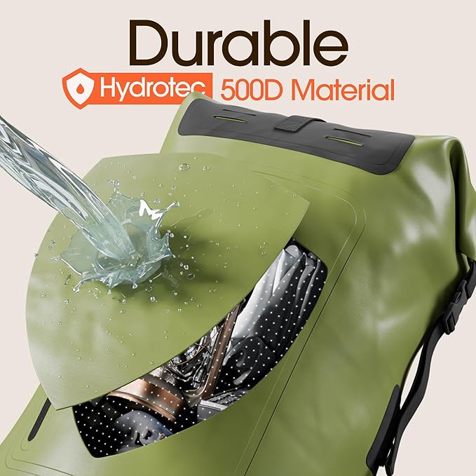 Earth Pak Waterproof Backpack - Heavy Duty Roll-Top Closure with Easy Access Front-Zippered Pocket and Cushioned Padded Back Panel for Comfort with IPX8 Waterproof Phone Case