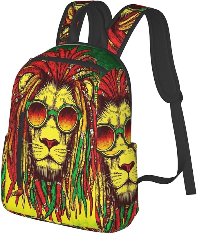 Backpack for Hiking Travel jamaican rasta flag rastafarian reggae lion Bookbag