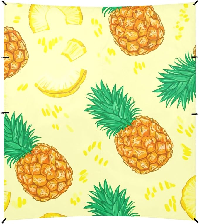 Beach Canopy with Windproof Ropes &amp Sandbags Beach Tent Sun Shade Sun Shelter for Camping Trips Fishing Backyard Fun or Picnics Pineapple