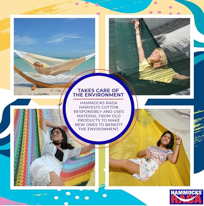 Handmade Hammocks - Hammocks Rada Handmade Yucatan Hammock - Artisan Crafted in Central America - Natural Fits Most 12.5 Ft. - 13 Ft. Stands - Carries Up to 550 Lbs for Two