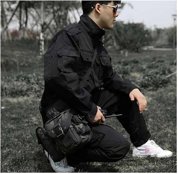 Tactical Drop Leg Bag Nylon Thigh Fanny Pack for Men Women Motorcycle Leg Pouch for Outdoor Travel Sports Cycling Fishing Riding Hiking Camping with Water Bottle Pouch (Brown)