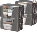 WFK handbag 4-piece set foldable thick fabric storage bag used for organizing bedrooms wardrobes and wardrobes Can store clothes blankets plush toys gray