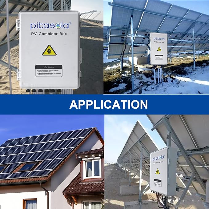 Pikasola PV Combiner Box 6 String Solar Combiner Box with 15A LED Fuse Lightning Arreste and 63A Air Circuit BreakerCombiner Box for Solar Panel On/Off Grid System IP65 Water Resistant