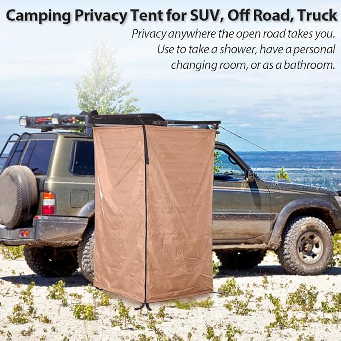 Car Side Shower Room - Camping Privacy Tent with LED Light for SUV Off Road Truck Bathroom Shower Shelters Accessories Portable