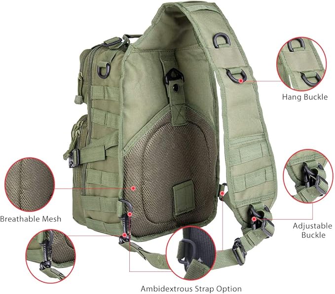 hopopower Tactical Sling Bag Sport Bag Military Rover Shoulder Backpack EDC Assault Range Bag Chest Pack Handbag Waterproof