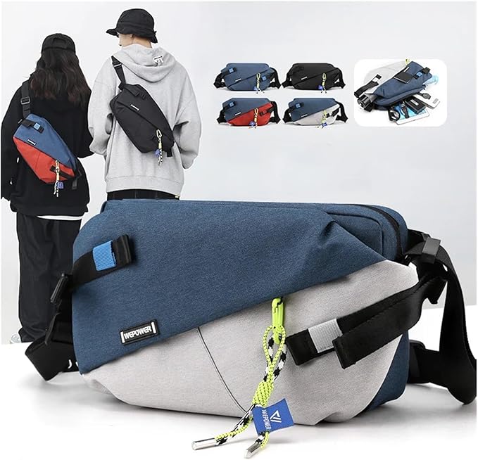 Nylon Panelled Waist Packs 2025 New Brand Unisex Chest Pack Casual Outdoor Travel Crossbody Bag(Blue)