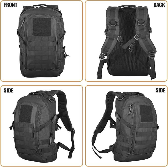 Small Tactical Backpack Military Daypack 12L Molle Bag Rucksack Army Daypack for OutdoorHikingCampingTravel (Black)