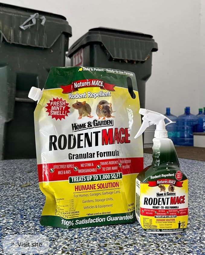 Nature’s MACE Rodent Repellent 5 Gal Concentrate Covers 10 Acres Repel Mice &amp Rats Keep Mice Rats &amp Rodents Out of Home Garage Attic and Crawl Space Safe to Use Around Children Pets