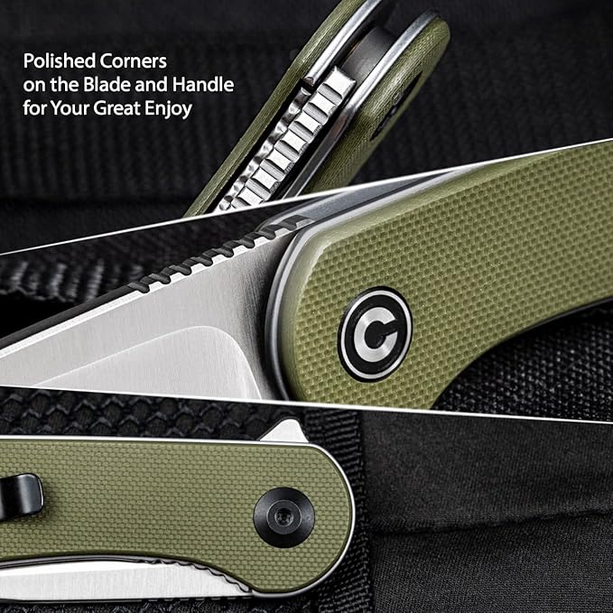 CIVIVI Knives Elementum Folding Pocket Knife 2.96 D2 Satin BladeG-10 Handles C907E (Green)