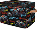 Custom Storage Bins with Zipper Lid Personalized Monster Truck Car Fabric Lidded Storage Baskets Boxes Foldable Cubes Clothes Organizer Container