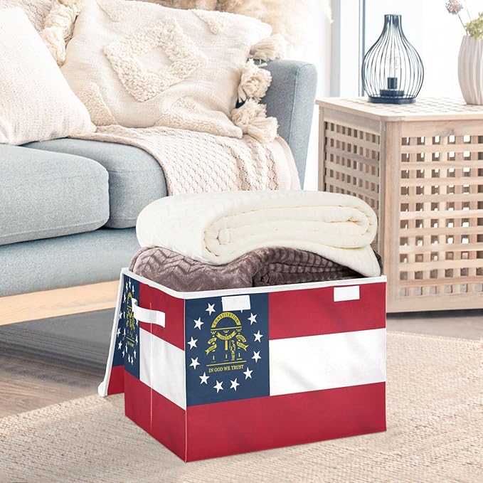 State Of Georgia Ga Flags Storage Containers with Lids Stackable Clothes Organizer Clothes Storage Bins for School