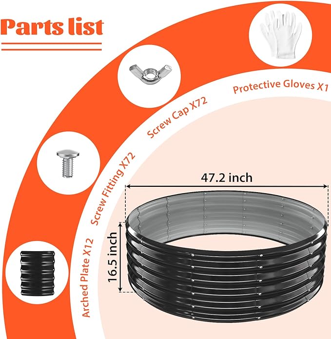 YSEJOMP 48 Inch Round Galvanized Fire Pit Ring/Fire Ring - Foldable and Perfect for Outdoor Gatherings and Campfires in The Yard/Garden/Park/Beach (Black+Gray 4 FT Diameter+1.5 FT Tall)