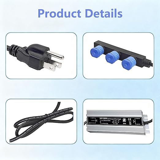 24V Adapter Compatible with Philips Hue Outdoor Low Voltage Lights 3 Output Waterproof Power Supply 120W Transformer for Lily SpotLily XL CallaPathwayImpress Pedestal