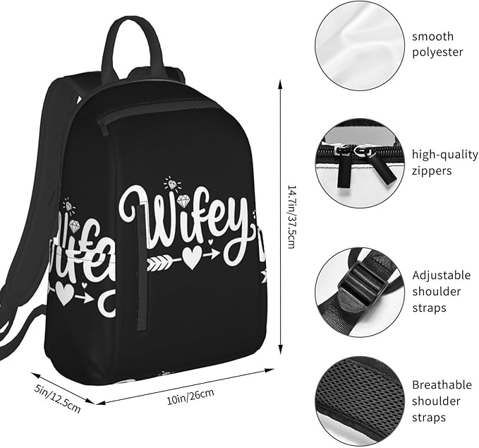 Backpack Travel Work Bookbag love heart Bride Wifey Gift Casual Daypacks with Water Bottle Pocket