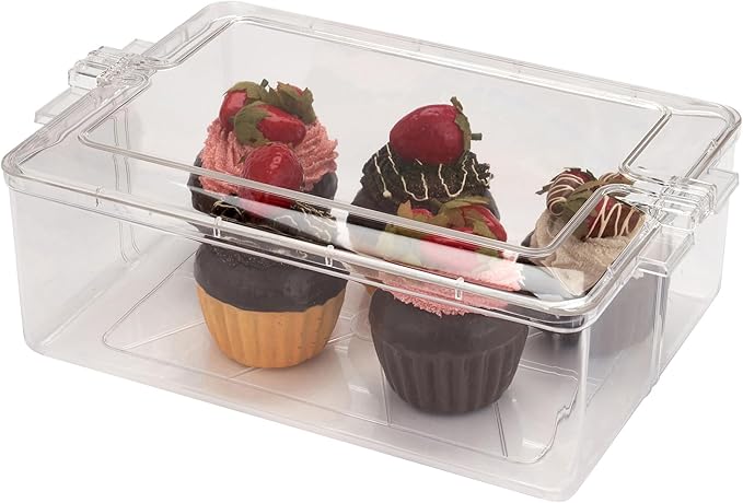 Pioneer Plastics 195C Clear Rectangular Plastic Container 10.625 W x 7.625 D x 3.75 H Case of 6