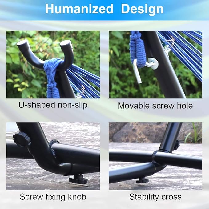 9ft Hammock Stand Portable Heavy Duty 2 Person Steel Stand Only for Outdoor Patio Backyard Indoor Bedroom with Carrying Case Weather-Resistant Finish Swing Stand 450LBS Weight Capacity Black