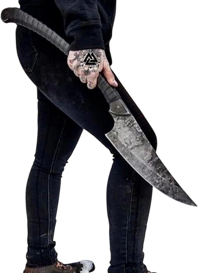 OLDZ CRAFTZ- Handmade High Carbon Steel Chopping Blade Sword Full Tang Outdoor Hunting Camping Hiking Survival with Protective CoverCosplay Swords LARP Sword Prop Swords Cosplay &amp Gifts