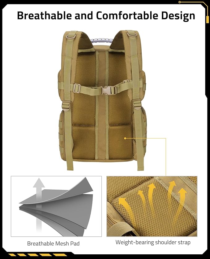 CVLIFE Tactical Range Backpack with Removable Divider Gun Cases Bag with 4 Pistol Carrying Cases Rucksack for Shooting (Tan Medium)