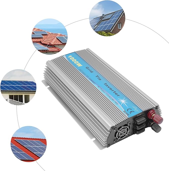 1100W Grid Tie Inverter Micro Inverters for Solar Panels MPPT Pure Sine Wave 22-50VDC Solar Input AC90-140v Output for 36V Solar Panel Ecowatt Power Saver
