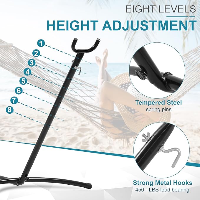 NChanmar Hammock Stand Portable 450lbs Capacity Heavy Duty Steel Frame Hammock Frame with Portable Carrying Case（Stand Only Weather Resistant 2-People 114in X 48in X 45in