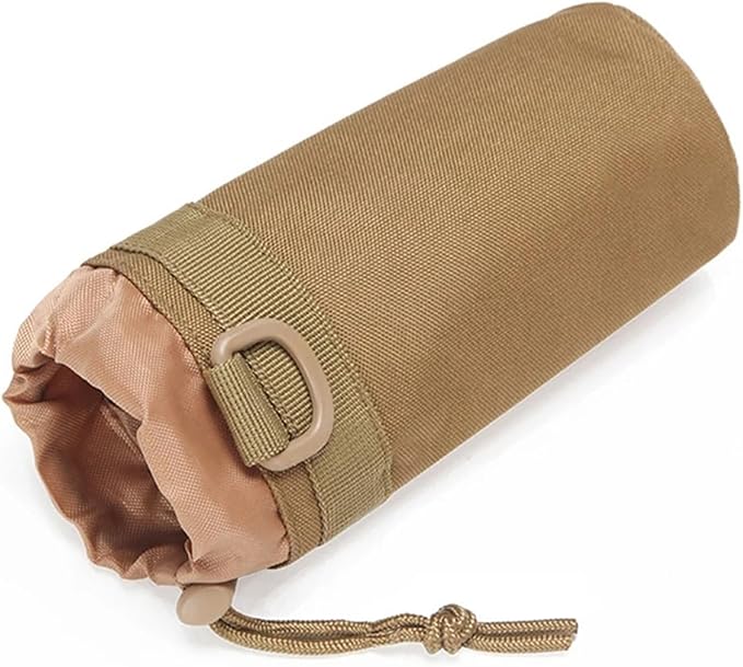 Outdoor Water Bottle Pouch Tactical Molle Kettle Pouch Holder Hiking Hunting Pulling Rope Multi Functional Bottle Bag