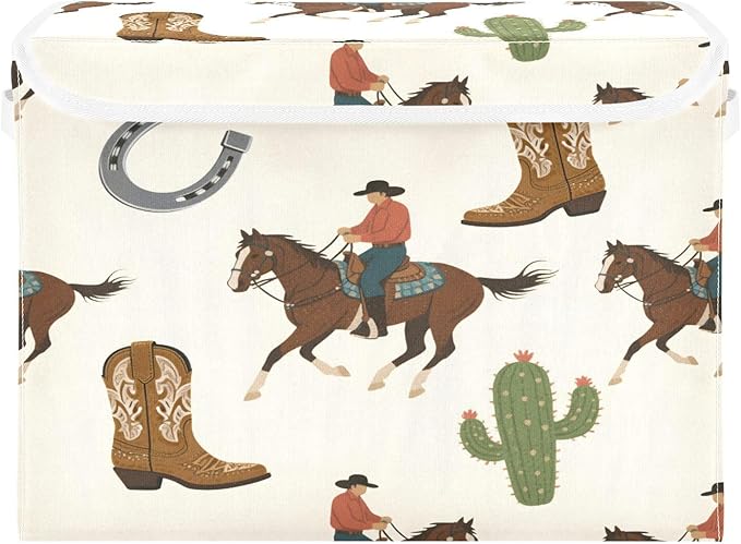senya Baskets Collapsible Storage Bins with Lids Cactus Horse Rider Storage Boxes Clothes Baskets for Organizing