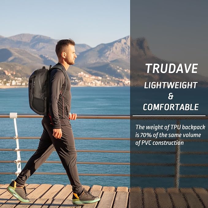 Trudave Waterproof Backpack Waterproof Submersible Backpack Floating TPU Coated Dry Bag with Airtight Zipper for Kayak Fishing Boating Hiking Blue(20L)