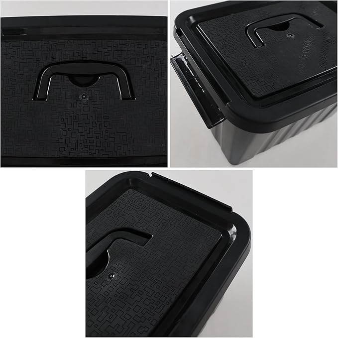6L Plastic Storage Boxes 6 Pack Black Storage Bins with Lids