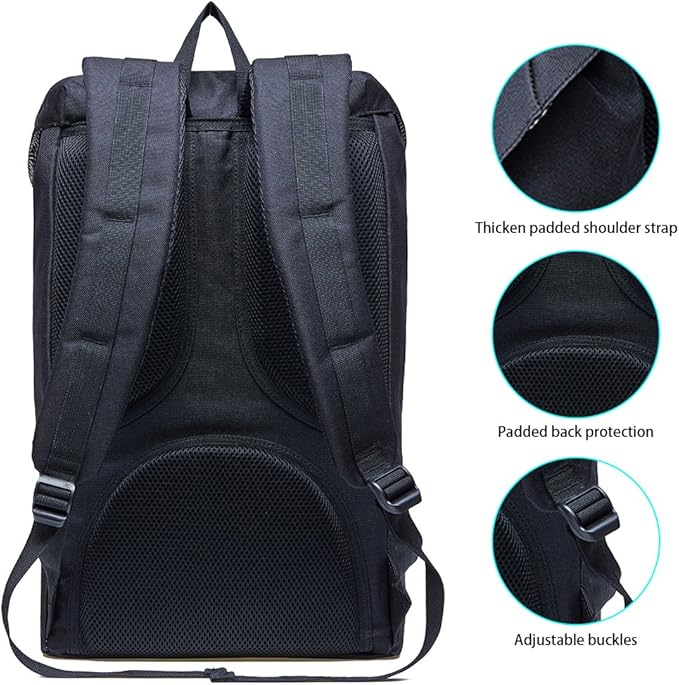 KAUKKO Laptop Outdoor Backpack College Schoolbag Bookbag Travel Hiking Rucksack fits 15-Inch Laptop