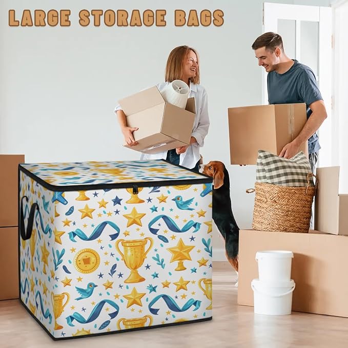 Trophies Large Storage Bags Championship Trophy Large Blanket Clothes Storage Containers Foldable Thick Fabric Storage Bags Comforter Organization And Storage With Handle Storage Bin With Zipper Lids
