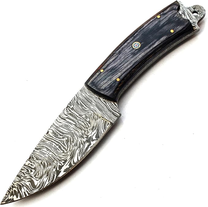 PAL 2000 KNIVES BOW-9684 Custom Forged Damascus Steel Fixed Blade Hunting Knife with Sheath