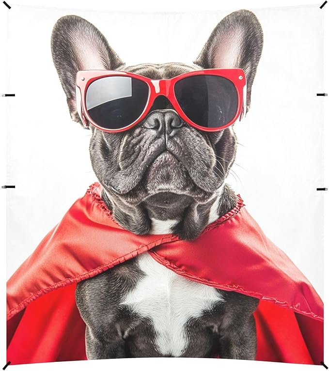 ALAZA French Bulldog Wears A Red Cape Beach Tent Sun Shelter Portable Canopy Sunshade for Outdoor Camping Picnics Backyard Fun 10x9 ft