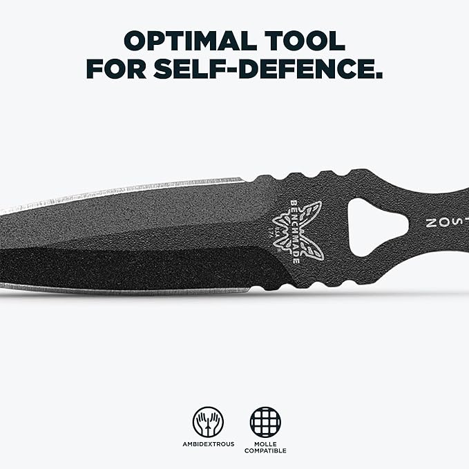 Benchmade - SOCP Knife Double Edge Dagger Blade Plain Edge Black Handle