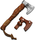 Custom Gift Forged Carbon Steel Viking Style Axe Bearded Axe with Rose Wood Shaft Tomahawk - Real Hatchet Best Gift for Christmas Anniversary Valentine's Day Birthday Premium Leather Sheath
