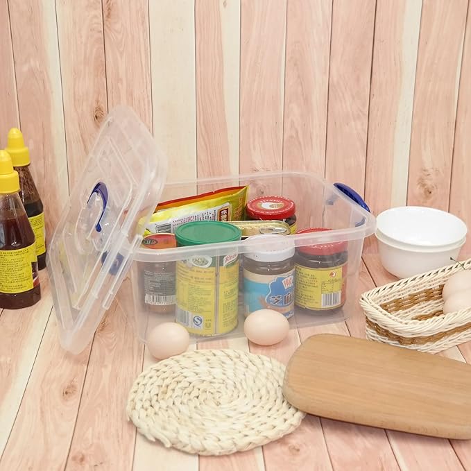 8 L Clear Plastic Storage Box with Handles 2 Packs
