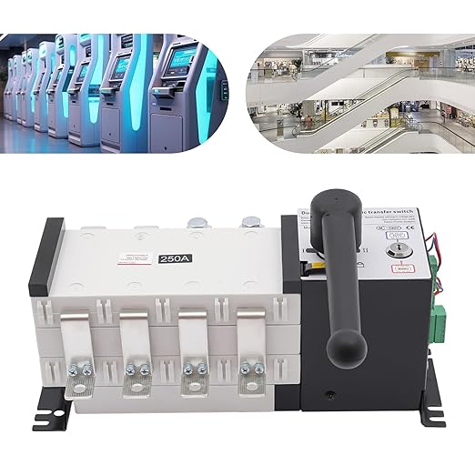 110V 250A Dual Power Industrial Automatic Transfer Switch 4P Dual Power Generator Changeover Switch for Hospitals High-Rise Buildings Shopping Malls Factories Support Manual/Auto Adjustment