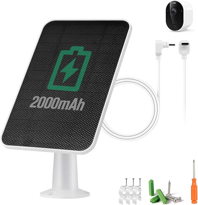 Solar Panel Charger Compatible with Arlo Pro 6/6 XL Built-in Battery Solar Panel for Arlo Pro Security Camera 2K HDR (6th Gen 2025 Release) IP65 Weatherproof USB-C Plug 9.8ft Charge Cable 1 Pack