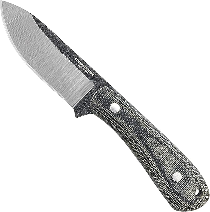 Condor Tool &amp Knife Ceres Knife - 3.59 In Sandvik 14C28N Stainless Steel - Flat Grind w/Second Bevel - Micarta Handle - Kydex w/Leather Belt Sheath Perfect for Camping &amp Survival 6.35 oz